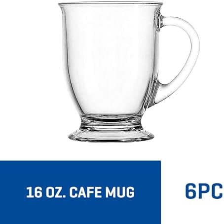 Anchor Hocking Café Glass Coffee Mugs, 16 oz, Set of 6 - Image 2