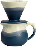 Handmade Gradient White Blue Pour Over Coffee Maker with Pour Set Fambe Ceramic Coffee Dripper Brewer Heat Resistant Coffee Pot Decanter ACM07G by Auerhceram