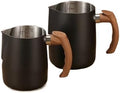 600and1000ML Milk Frothing Pitcher with Precise Scale Wooden Handle Dripless Spout Stainless Steel Latte Coffee Cup Coffeeware(C) by Unknown