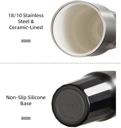 TKK 24 oz Ceramic Coated Tumbler with Straw Lid, 18/10 Stainless Steel Vacuum Tumblers, Leakproof Double Walled Iced Car Cup with Handle & Tea Infuser& Dishwasher Safe, for Hot & Cold Drinks, Black - Image 5