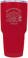 Rocky Mountains Colorado Minimalistic Design Souvenir 24 oz Engraved Insulated Stainless Steel Tumbler - Red by RandRImportsInc