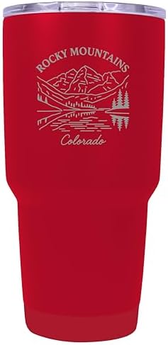 Rocky Mountains Colorado Minimalistic Design Souvenir 24 oz Engraved Insulated Stainless Steel Tumbler - Red by RandRImportsInc