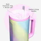 Corkcicle Cruiser Tumbler with Handle & Straw, 40 oz, Rainbow Unicorn - Image 5