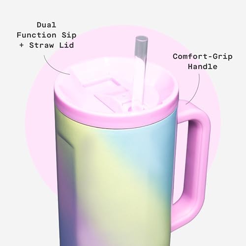 Corkcicle Cruiser Tumbler with Handle & Straw, 40 oz, Rainbow Unicorn - Image 5