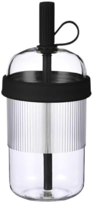 Reusable Clear Tritan Tumbler with Straw & Lid, 18oz Ribbed Portable Travel Cup, Iced Coffee Boba Cup for Office & Car, Multiple Colors (Black) by Unknown