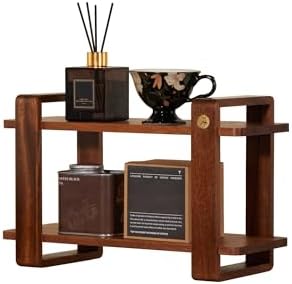 Coffee Station Organizer for Kitchen Walnut Wooden Countertop Mug Holder 2 Tier Wooden Cup Organizer Stand Shelf by KAOTGOT
