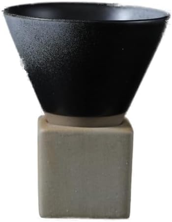 Ceramic Pedestal Coffee Cup, 7 Oz Flared Mug with Square Holder, 25 Colors (Textured Black) by Unknown