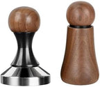 Industrial Distributor Espresso Tamper And Distributor Coffee Piece Set Stainless Steel Base Walnut Top Smooth Finish Suitable for Counters Routines Coffee Corners, 53MM by Leefasy
