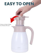 GiNT 1L / 34Oz Thermal Coffee Carafe, Insulated Stainless Steel Coffee Carafes for Keeping Hot/Double Walled Vacuum Thermal Carafe (White) - Image 5