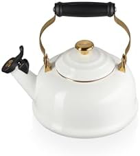 Le Creuset Enamel On Steel Whistling Tea Kettle, 1.7 qt., White/Gold by Unknown