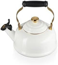 Le Creuset Enamel On Steel Whistling Tea Kettle, 1.7 qt., White/Gold by Unknown