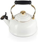Le Creuset Enamel On Steel Whistling Tea Kettle, 1.7 qt., White/Gold by Unknown