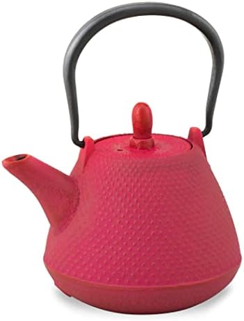 Roji Associates Cast Iron Teapot, Nanbu Tekki Teapot, ARARE - Dome Type, Made in Japan, with Tea Strainer, Inner Enamel Finish, Color pot, Open fire Ban (13.53 fl oz/Red) by NOREN