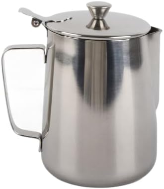 Milk Creamer Frothing Pitcher Stainless Steel Coffee Cup Mug Jug With Lid For Latte(1000ml) by Unknown