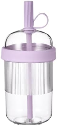 Reusable High-Clarity Copolyester Tumbler with Straw and Cap, 18oz Portable Coffee Mug with Ribbed Grip, Travel Cup for Office and Car - 540ml Multiple Colors (Light Purple) by Unknown