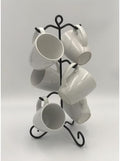 Mug Holder Tree, Coffee Cup Holder with 6 Hooks, 8 "W x 16 "H, Large Rustic Black Iron Steel Kitchen Rack Plate Farmhouse Home, Standing Kitchen Counter Decor by Unknown