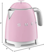 SMEG Mini 50's Retro Style 3 Cup Electric Kettle with Double Wall Anti Slip Base and Water Level Indicator (Pink) - Image 5