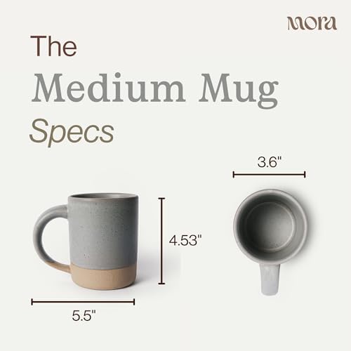MORA Medium Mugs Set of 4, 16oz Ceramic Pottery Latte Mugs/Coffee Cups - Microwave and Dishwasher Safe - Peppercorn - Image 2