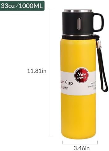 1000ml Double wall vacuum Leakproof stainless steel wide mouth insulated water bottle,tea tumbler with tea strainer infuser basket,cup and lid; travel coffee thermoses hot drinks,cold thermal flask - Image 3
