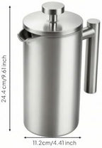 French Maker Stainless Steel Press Pot Manual Brewer Coffee Pot With Ergonomic Handle And Drip Spout For Clean Serving Suitable for home desk travel, 1500ml/50oz - Image 5