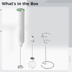 Milk Frother with Stand, Rechargeable Handheld Electric Drink Mixer, 1500mAh Battery, 6500 RPM, Stainless Steel Whisks, Type-C Charge, 400 Second Runtime for Latte, Coffee, Cappuccino - Image 6