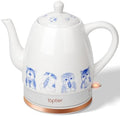 Toptier Electric Ceramic Tea Kettle, Boil Water Quickly and Easily, Detachable Swivel Base & Boil Dry Protection, Carefree Auto Shut Off, 1.5 L, Greedy Cat by toptier