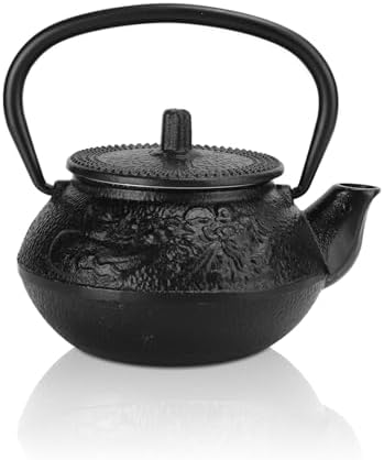10oz/300ml Stovetop Tea Kettle, Japanese Cast Iron Teapot Traditional Kung Fu Teapot Kettle with Stainless Steel Infuser for Brewing Loose Leaf Tea by Cyrank