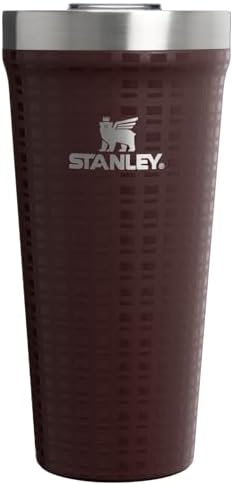 STANLEY Everyday Tumbler 20 oz | Press Fit Drink Through Lid | Beverage, Coffee, and Cocktail Cup | Insulated Stainless Steel Wine Glass | BPA-Free | Mahogany Grid by Unknown