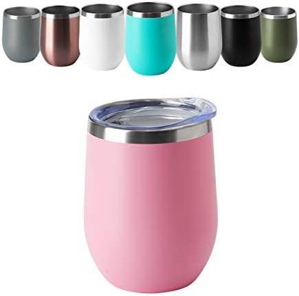 HASLE OUTFITTERS 12oz Wine Tumbler with Lid Stemless Wine Glasses Double Wall Vacuum Travel Mugs stainless steel Coffee Cup for Cold & Hot Drinks Wine Coffee Cocktails Beer 6 Pack Pink - Image 2