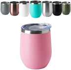 HASLE OUTFITTERS 12oz Wine Tumbler with Lid Stemless Wine Glasses Double Wall Vacuum Travel Mugs stainless steel Coffee Cup for Cold & Hot Drinks Wine Coffee Cocktails Beer 12 Pack Pink - Image 2