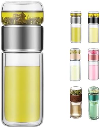 2025 Glass Tea Infuser Bottle with Heat-Insulated Design, Portable Double Glazed Cup for Loose Leaf Tea, 420ml/14.8oz, Includes Infusifier for Perfect Tea Brewing by Unknown
