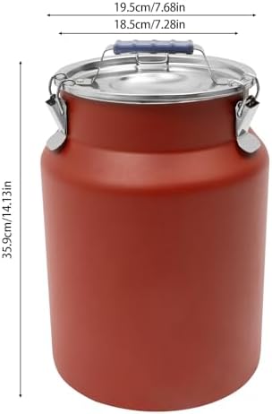 12L/3.17Gal Stainless Steel Airtight Canister Red Round Food Storage Canisters with Airtight Lid&Locking Clamp Rice Cereal Grain Canisters Container Bucket for Rice Milk Jug Coffee Bean Storage - Image 2