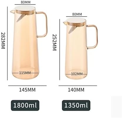 Water Pitcher 1.35L/1.8L Glass Water Pitcher with Lid and Handle Water Jug for Fridge Iced Tea and Coffee Carafe Beverage Serveware Water Jug(Brown,Large) - Image 2