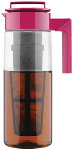 Takeya Flash Chill Iced Tea Maker - Versatile Tea Brewer for Loose/Bagged Tea - Patented Flash Chill Tech Hot/Cold Use BPA-Free Tritan Dishwasher Safe - Airtight Lid Made in USA - 2 Quart/Raspberry by Takeya