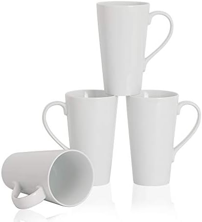 Buyajuju Large Coffee Mugs Set, 16 OZ Tall Coffee Cups with Handle,White Coffee Mugs Set of 4 for Coffee, Tea, Cocoa, Latte, Milk by Buyajuju