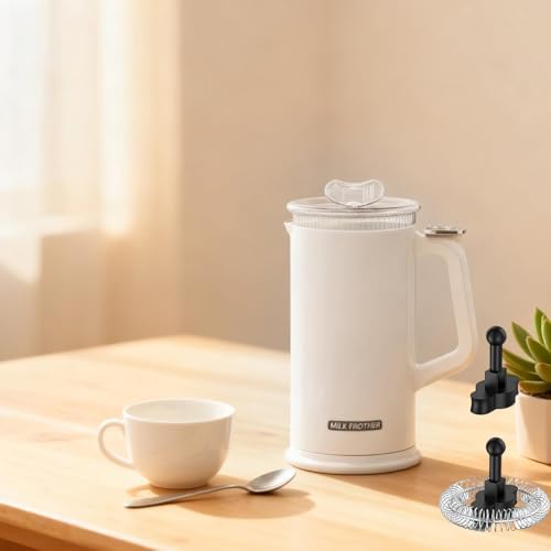 Yajuyi Electric Milk Frother Automatic and Cold Froth Stainless Steel Nonstick Interior Suitable for Home Kitchen Dining Espresso, White - Image 7
