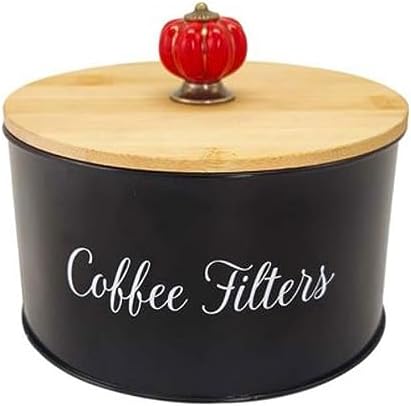 Coffee Filter Holder Metal Coffee Filter Holder Storage Box with Bamboo Lid, Coffee Filter Container Coffee Bar Decor, Coffee Station Accessories for Storing Filter Papers Coffee Paper Storage Rack ( by Unknown