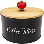 Coffee Filter Holder Metal Coffee Filter Holder Storage Box with Bamboo Lid, Coffee Filter Container Coffee Bar Decor, Coffee Station Accessories for Storing Filter Papers Coffee Paper Storage Rack ( by Unknown