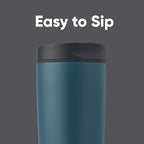 Owala SmoothSip Slider Insulated Stainless Steel Coffee Tumbler, Reusable Iced Coffee Cup, Hot Coffee Travel Mug, BPA Free 20 oz, Grey/Blue (High Dive) - Image 2