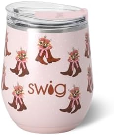 Swig Life 12oz Insulated Wine Tumbler with Lid, Cowgirl Coquette by SwigLife