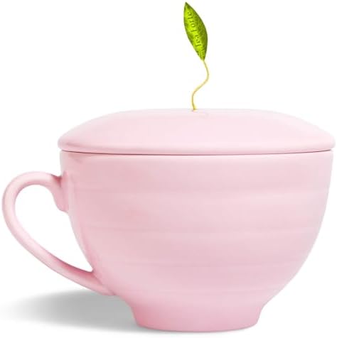 Tea Forte Café Cup with Lid, Rose Pink, 8 oz by TeaForte