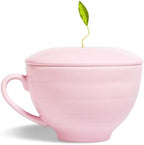 Tea Forte Café Cup with Lid, Rose Pink, 8 oz by TeaForte