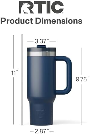 RTIC 30oz Road Trip Tumbler, Insulated, Ceramic Lined, Navy - Image 4