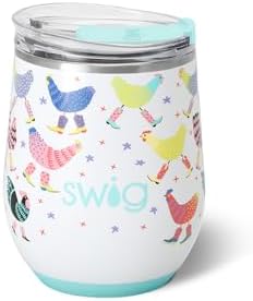 Swig Life 12oz Insulated Wine Tumbler with Lid, Funky Chicken by SwigLife