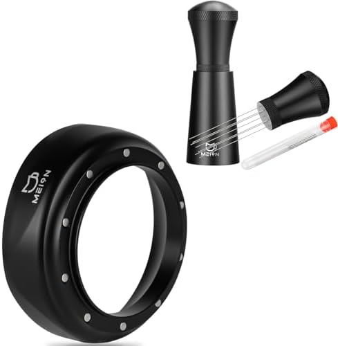 51mm Dosing Funnel and Espresso Distribution Tool Set, Magnetic Coffee Funnel, Espresso Tools Espresso Accessories (Black) by MEIONESPRESSOTOOLS