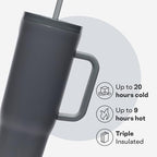 Corkcicle Cruiser Tumbler with Handle & Straw, 40 oz, Flint - Image 3
