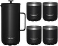 Scanpan TO GO French Press Coffee Maker 1.0L (Black) + 4 Vacuum Cups 250 mL (Black) - 18/8 Food Grade Stainless Steel - Scratch-Free Coating - Dishwasher Safe by Scanpan