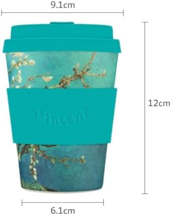 Ecoffee Cup 12oz (350ml) Van Gogh Reusable Coffee Cup – PLA Plant-Based Travel Mug with Silicone Lid, Melamine Free & Dishwasher Safe – Almond Blossom - Image 7