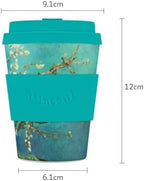 Ecoffee Cup 12oz (350ml) Van Gogh Reusable Coffee Cup – PLA Plant-Based Travel Mug with Silicone Lid, Melamine Free & Dishwasher Safe – Almond Blossom - Image 7