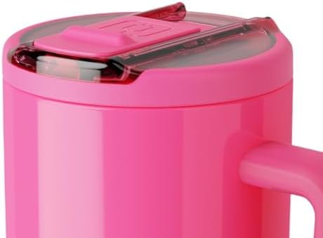 BrüMate Era Flip 30oz Tumbler with 100% Leakproof Covered Straw Lid | Hygienic Covered Straw | Insulated Stainless Steel Water Bottle with Handle | Cup Holder Friendly | BPA-Free (Neon Pink) - Image 3